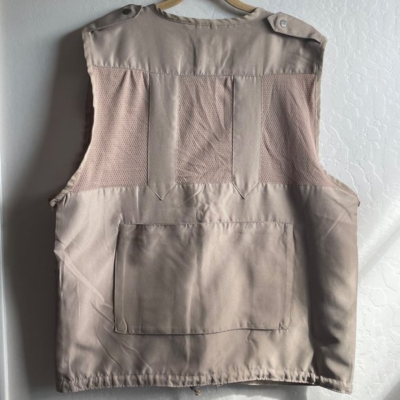Humvee Vintage Safari Utility Vest, Lg Fishing Hunting Khaki Zipped Pockets EUC - Picture 2 of 6